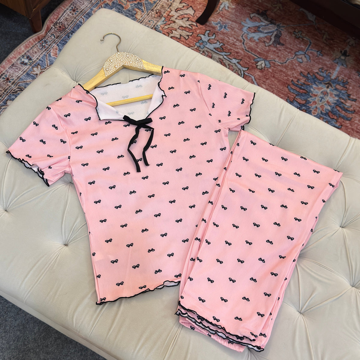 Cutest little bow printed pajama set