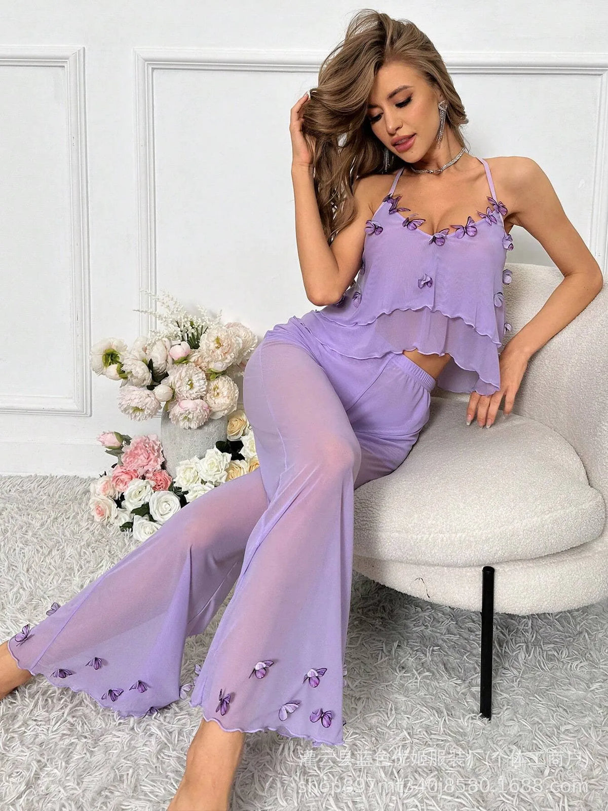 Mesh Two piece Pajama Set