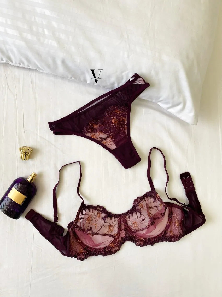 Premium Floral Mesh Lingerie Set (Pack of 3)