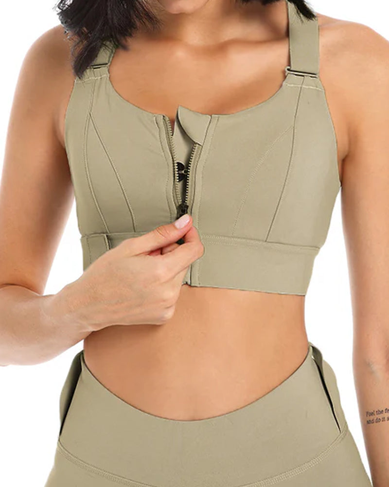 Zipper Front Cross Back Sports Bra (Pack of 3)