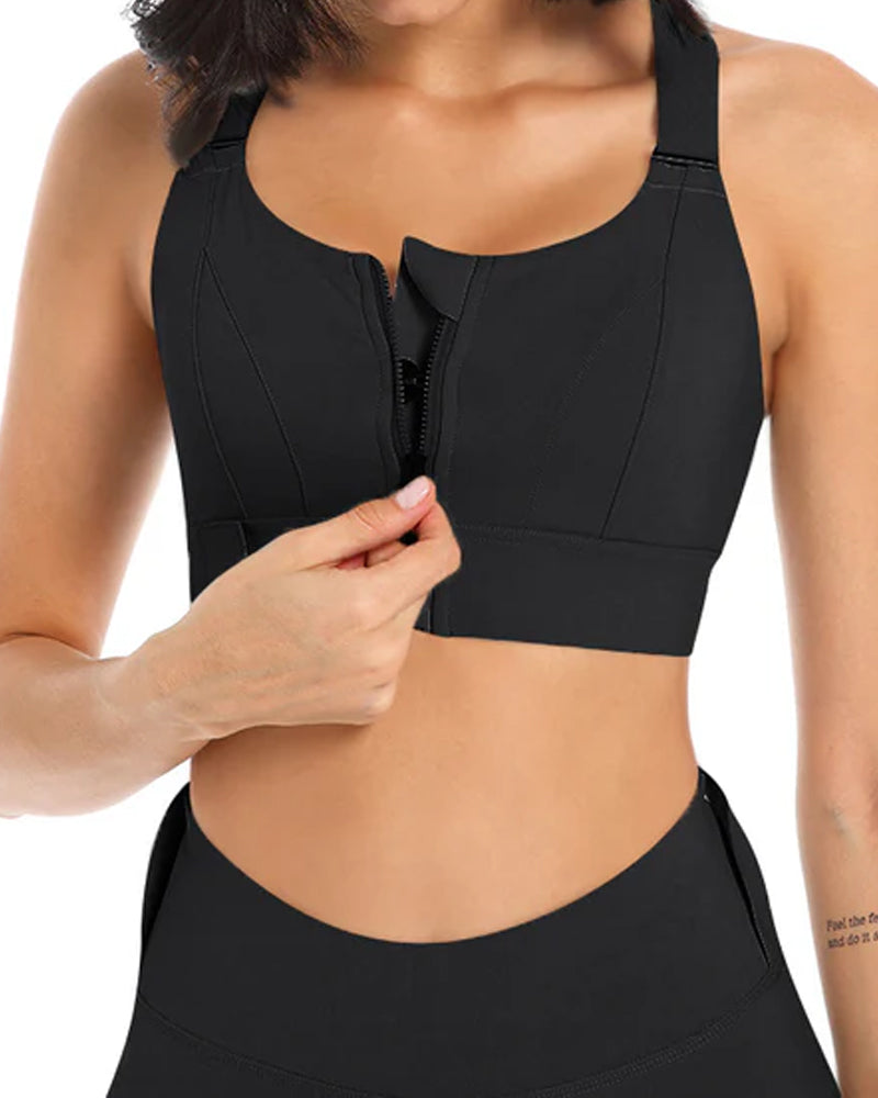 Zipper Front Cross Back Sports Bra (Pack of 3)