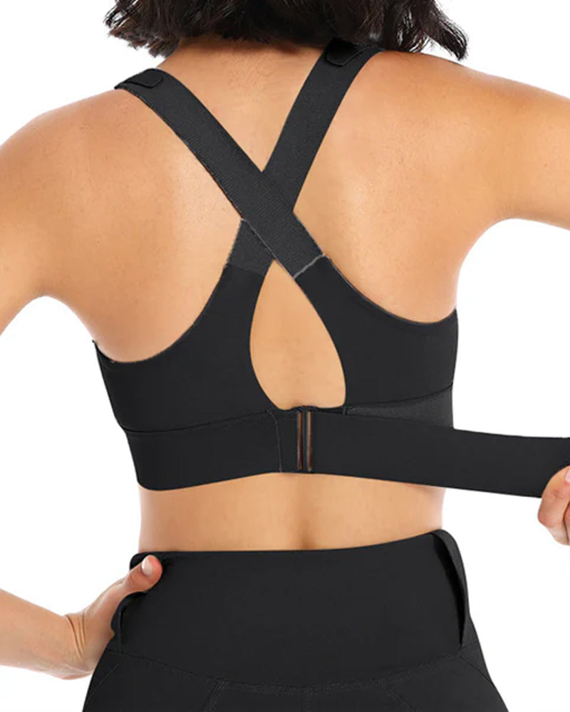 Zipper Front Cross Back Sports Bra (Pack of 3)