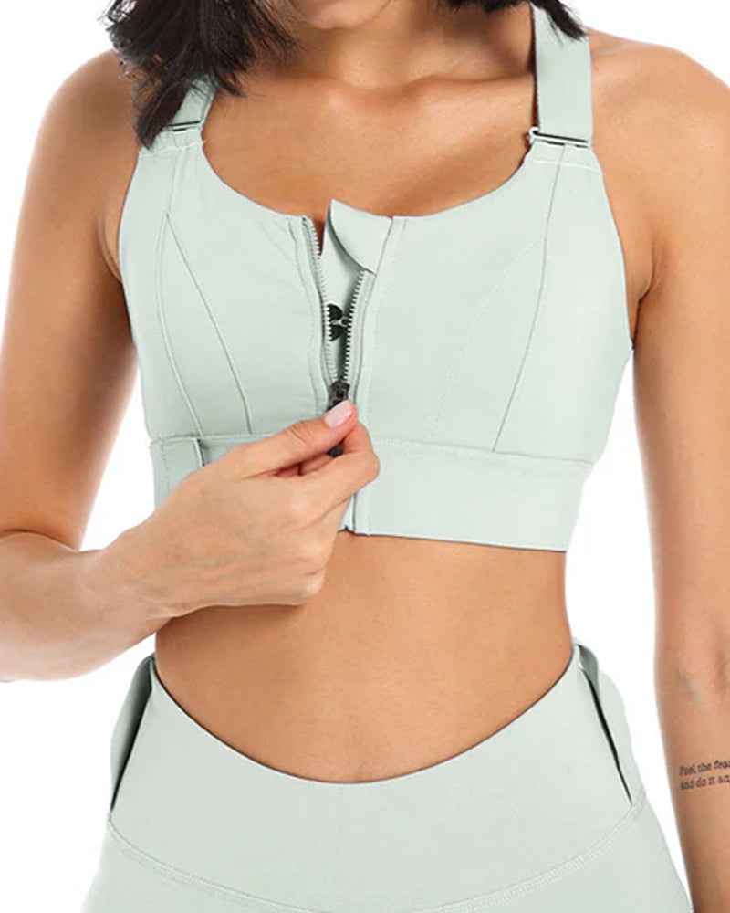 Zipper Front Cross Back Sports Bra (Pack of 3)