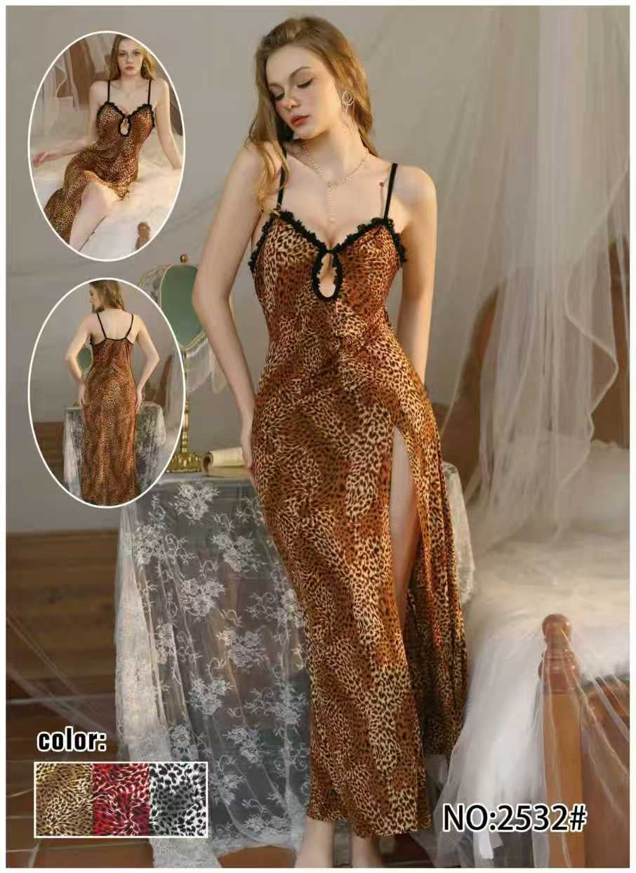 Leopard Print Front Slit Gown
