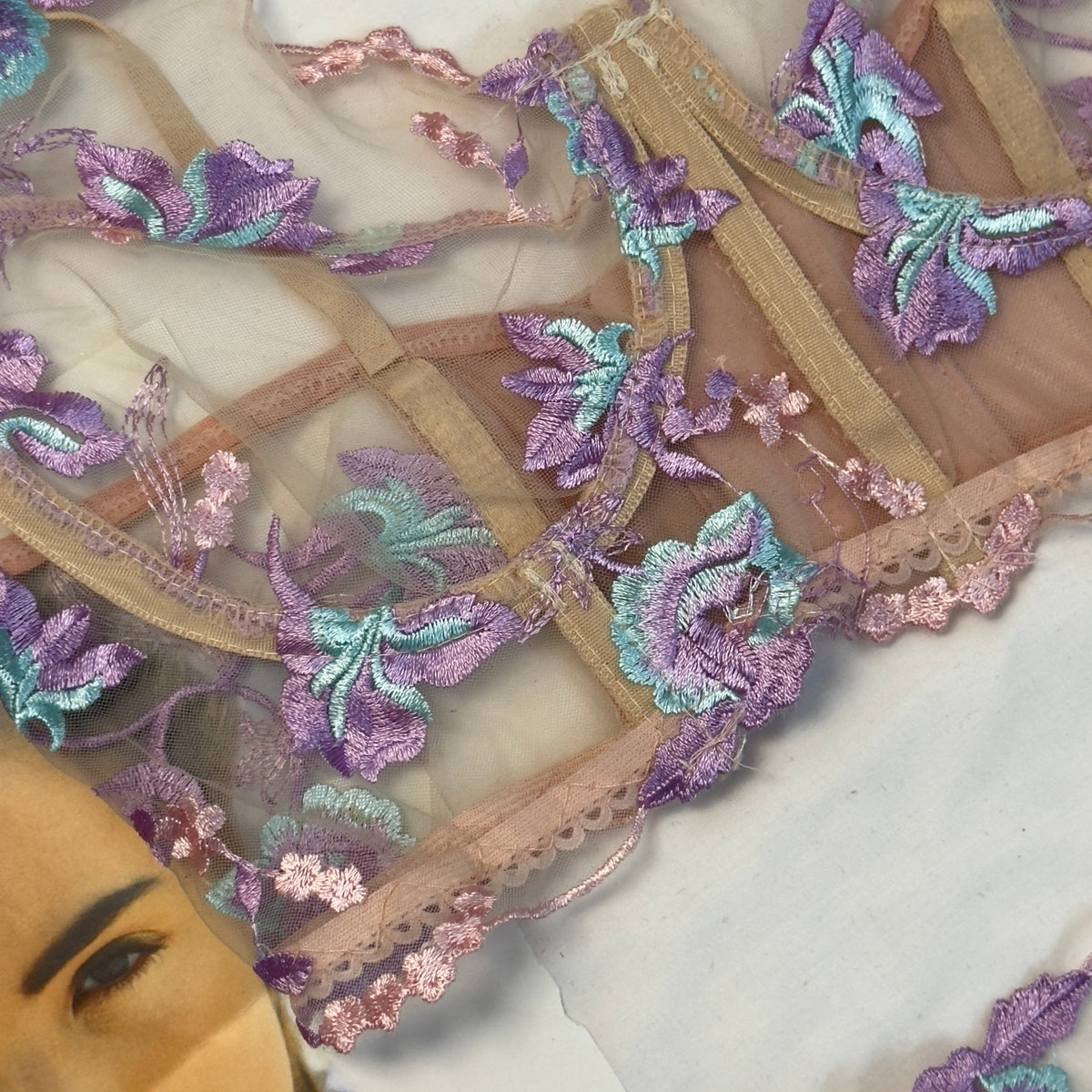 Net Embroidered Corset Set