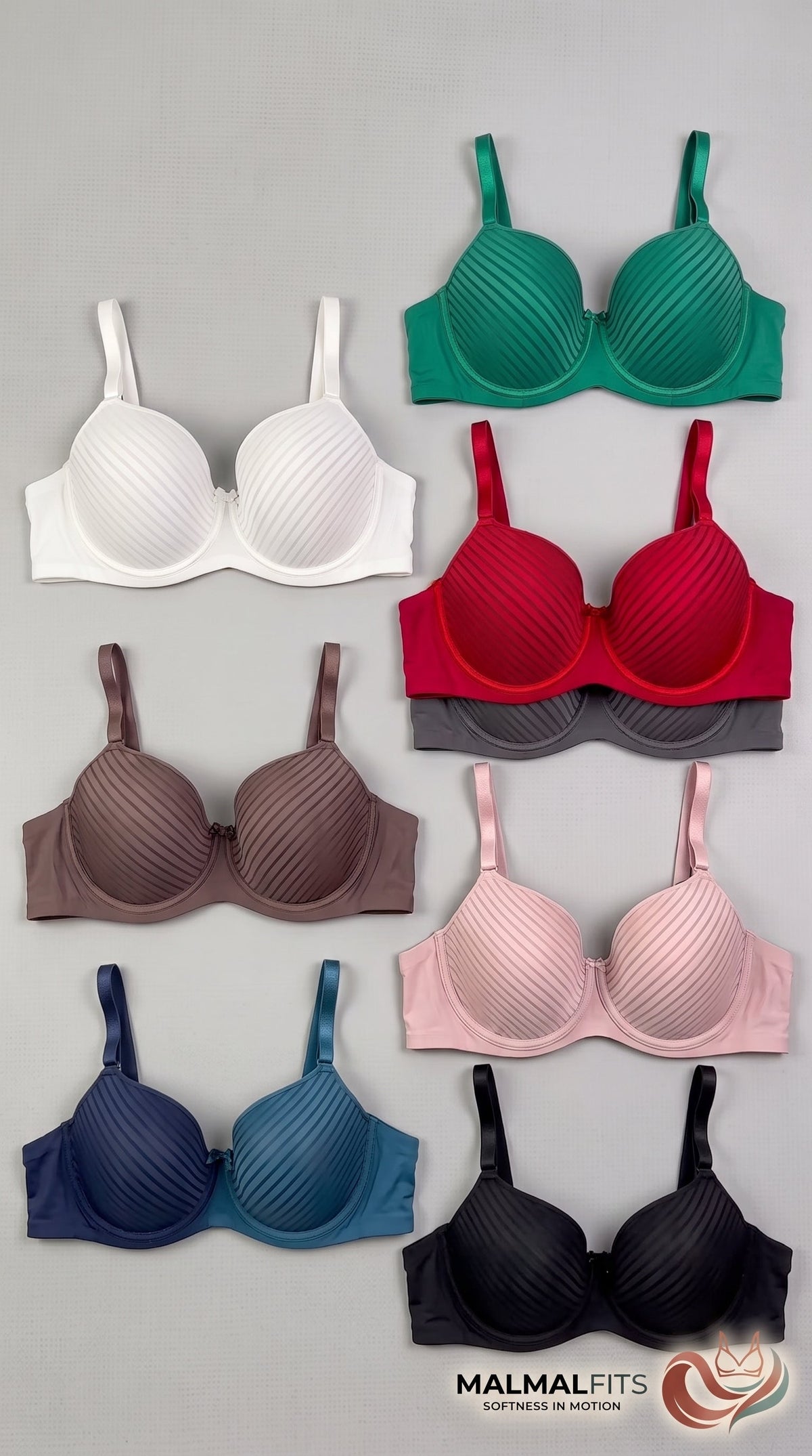 Ultra-Comfort Pinstripe Full Cup Bra (Pack of 3)